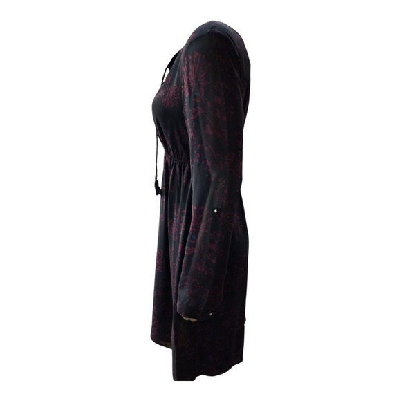 Motherhood Maternity Dress S Red Black Floral Formal Empire Waist Long Sleeve - Picture 4 of 12